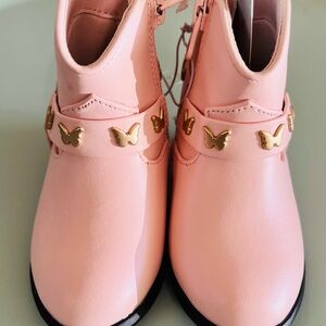 Pink Little Kids Boots with Gold Butterfly Accents 🦋 - Size 5